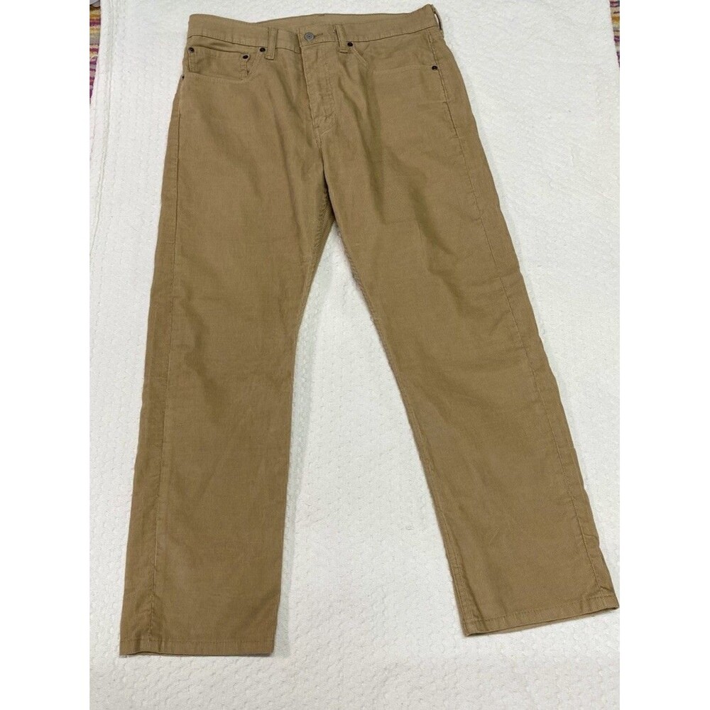 Levis 505 Men's Tan Beige Cordoruy Pants 34x29 Zip Fly Straight Leg